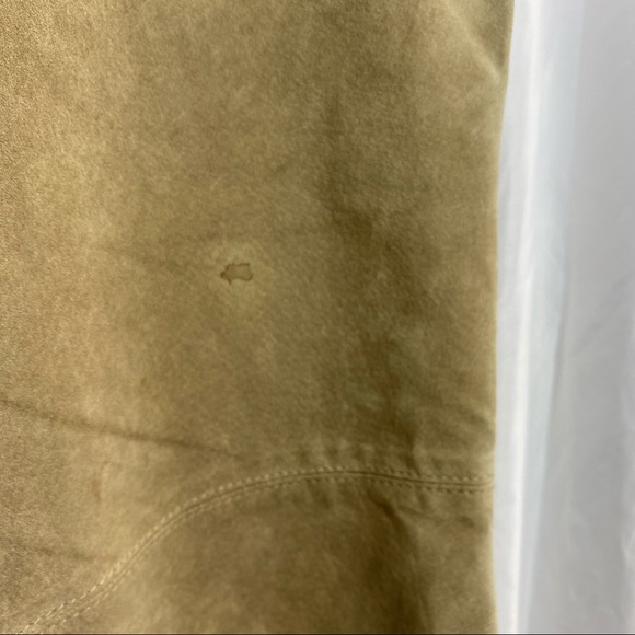 100% Suede Leather Tan Khaki Fall Winter Pants Womens Size 12 Large - Picture 7 of 10